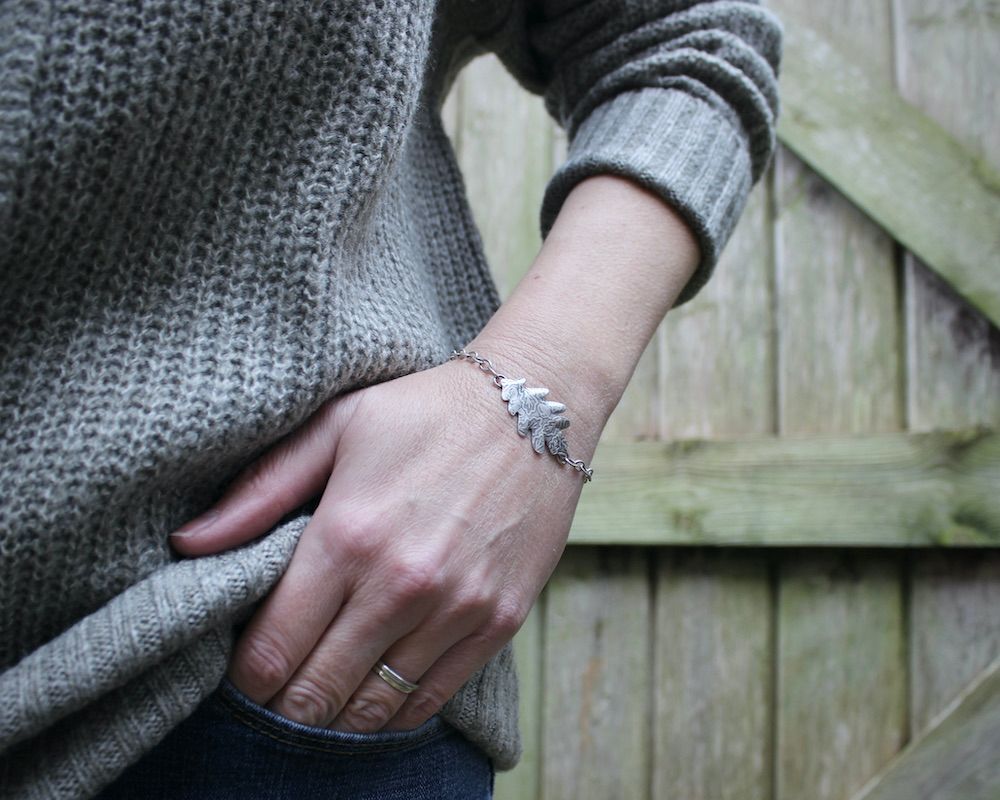 Sterling Silver Oak Leaf Bracelet