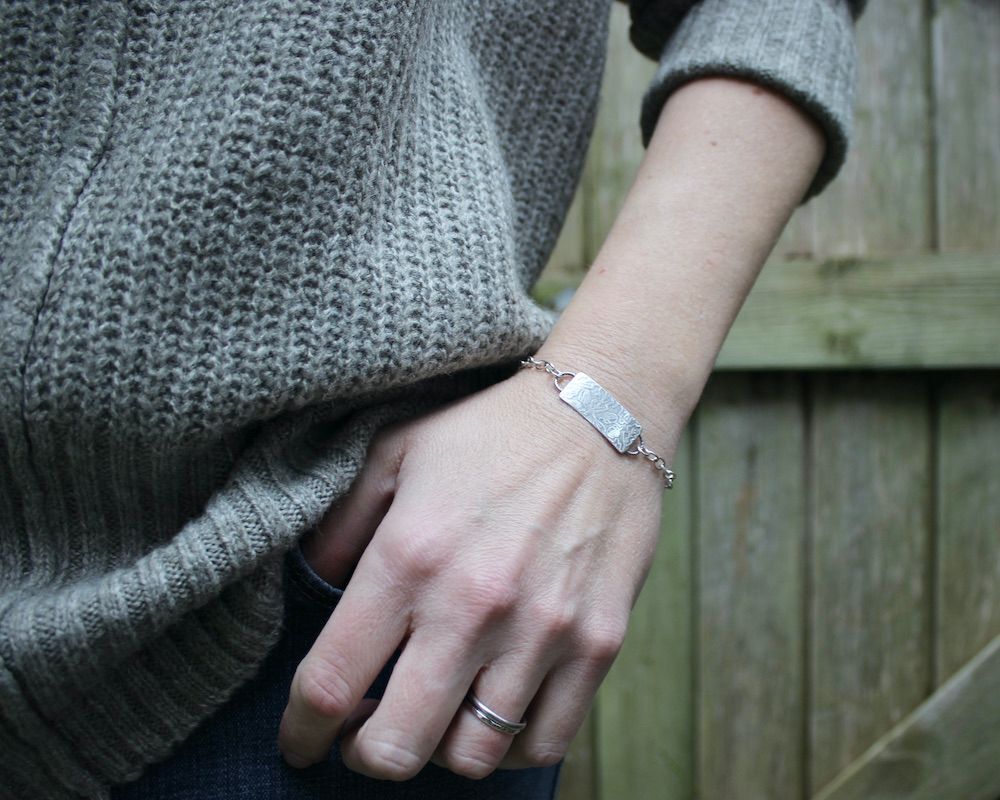 Oak Leaf  & Acorn Patterned Rectangular Bracelet