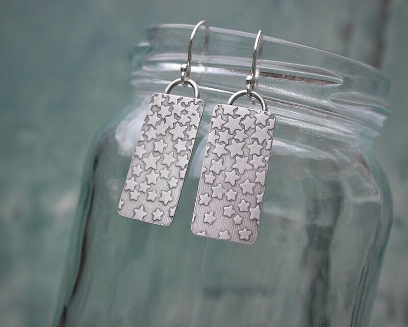 'Cascading Stars' Patterned Sterling Silver Drop Earrings