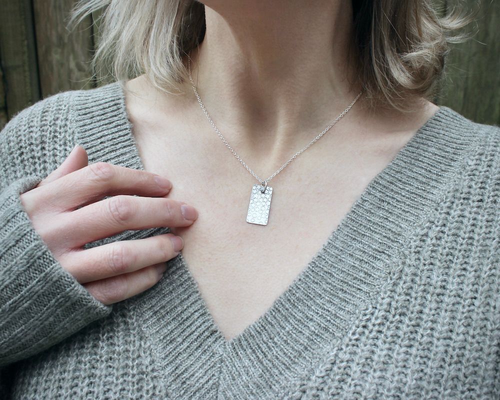 'Cascading Stars' Patterned Sterling Silver Rectangular Necklace