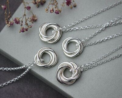 'Circles Of Life' Sterling Silver Pendant Necklace, Hallmarked