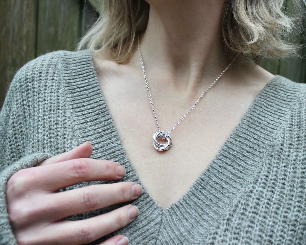 'Circles Of Life' Sterling Silver Pendant Necklace, Hallmarked