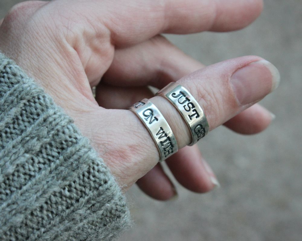 'Just Get On With It' Sterling Silver Motivational Thumb Ring