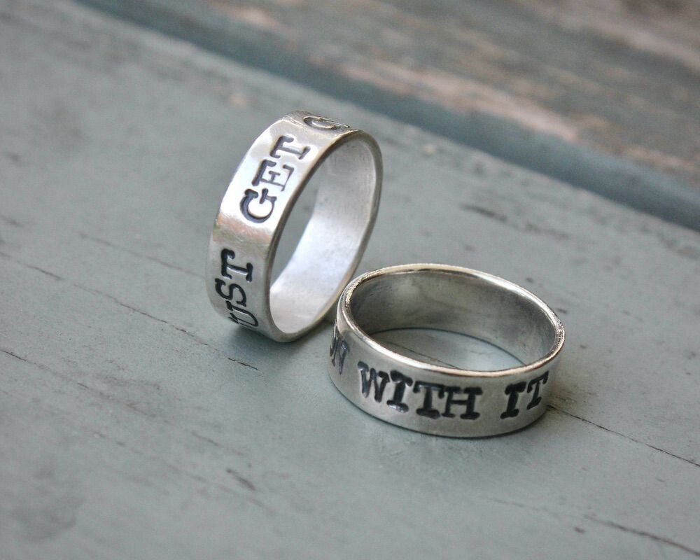 'Just Get On With It' Sterling Silver Motivational Thumb Ring