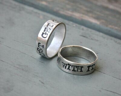 'Just Get On With It' Sterling Silver Motivational Thumb Ring