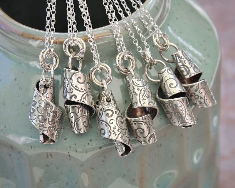 Silver Twisted Scroll Pendant Necklace