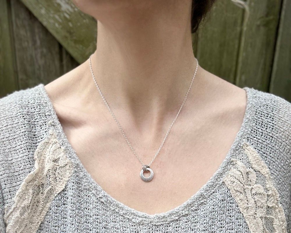 'Oh So Lovely' Textured Sterling Silver Circular Pendant