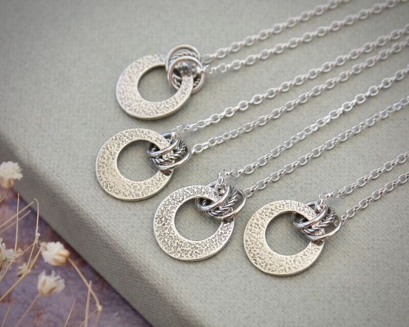 'Oh So Lovely' Textured Sterling Silver Circular Pendant