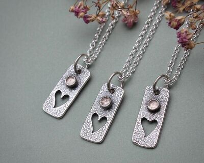'Little Love Token' Sterling Silver & Rose Quartz Necklace