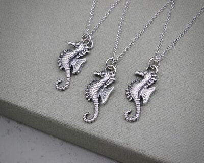 Tiny Silver Seahorse Pendant Necklace