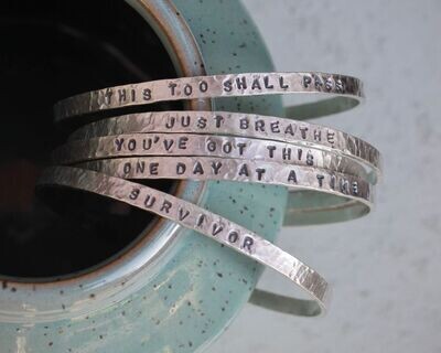 Sterling Silver Personalised 'Empathy' Cuff Bangle, Hallmarked