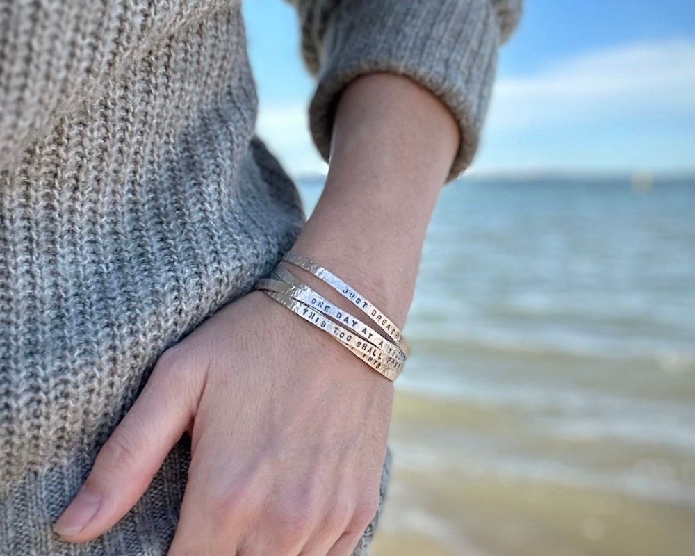 Sterling Silver Personalised 'Empathy' Cuff Bangle, Hallmarked