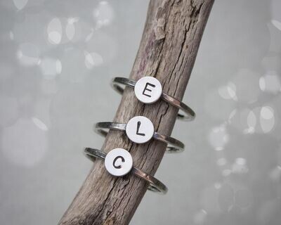 'Little Letters' Personalised Sterling Silver Initial Stacking Ring