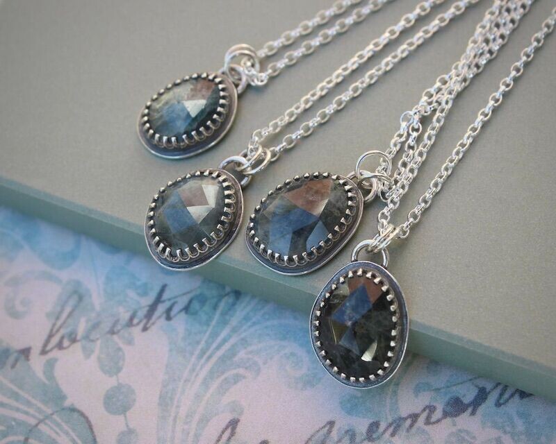 Dainty Aquamarine & Sterling Silver Pendant