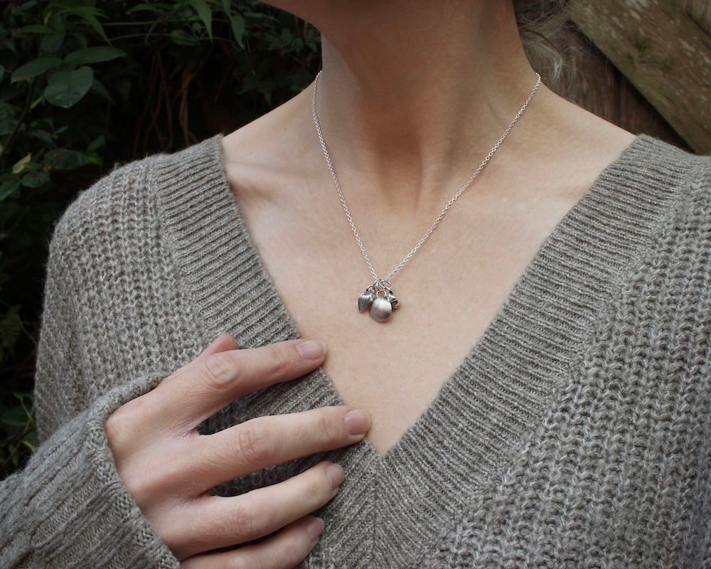 Silver Seashells 'Tiny Trio' Charm Necklace