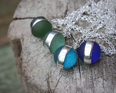 Solid Colour Rare Sea Glass Marble Necklace