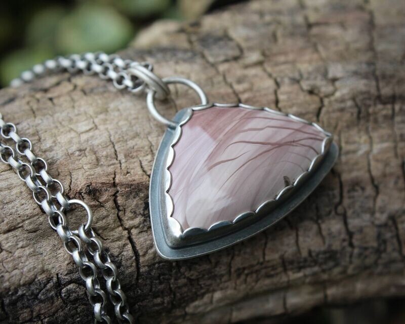 Pink Imperial Jasper & Sterling Silver Statement Pendant