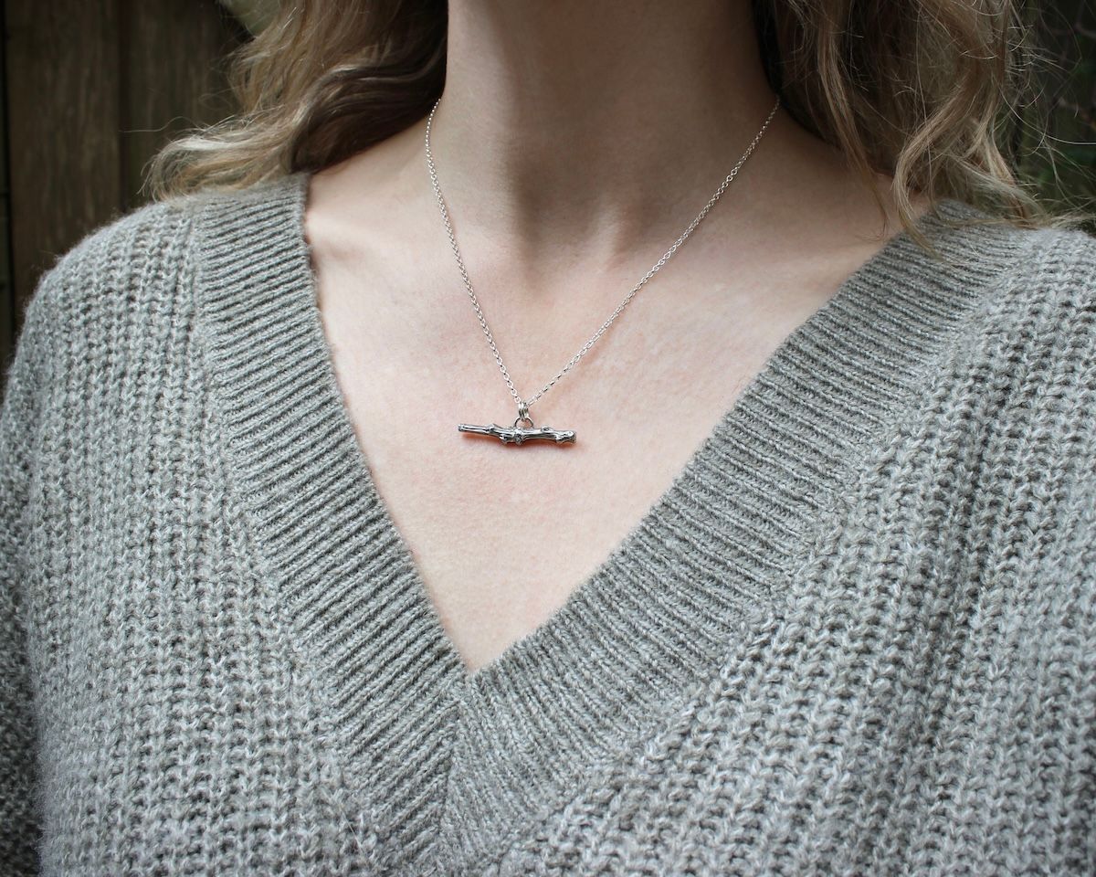 Solid Silver Twig Necklace