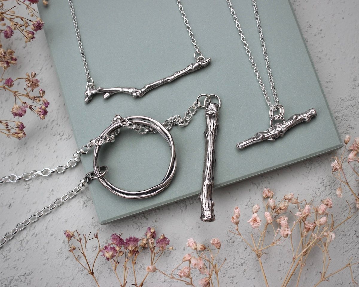 Solid Silver Twig Necklace