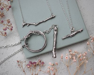 Solid Silver Twig Necklace