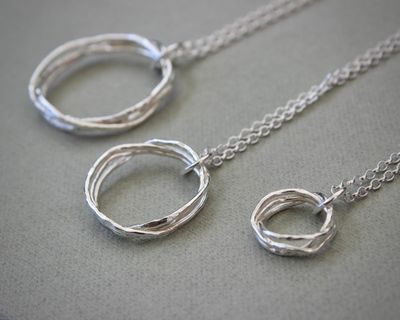 The Willow Collection - Hammered Silver Hoop Pendant Necklace