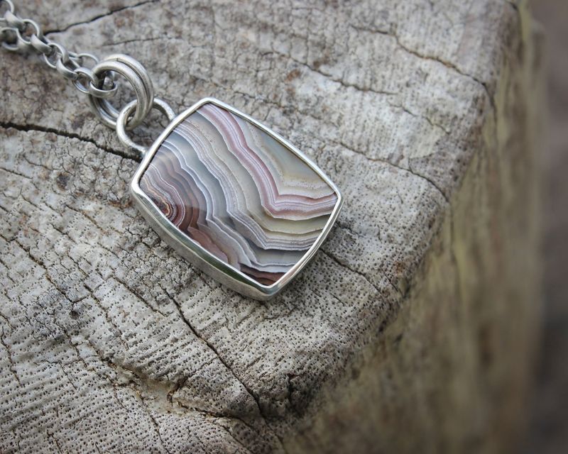 Laguna Lace Agate & Sterling Silver Reversible Pendant