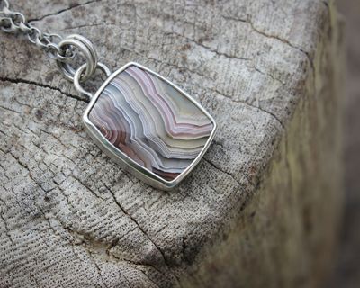 Laguna Lace Agate & Sterling Silver Reversible Pendant