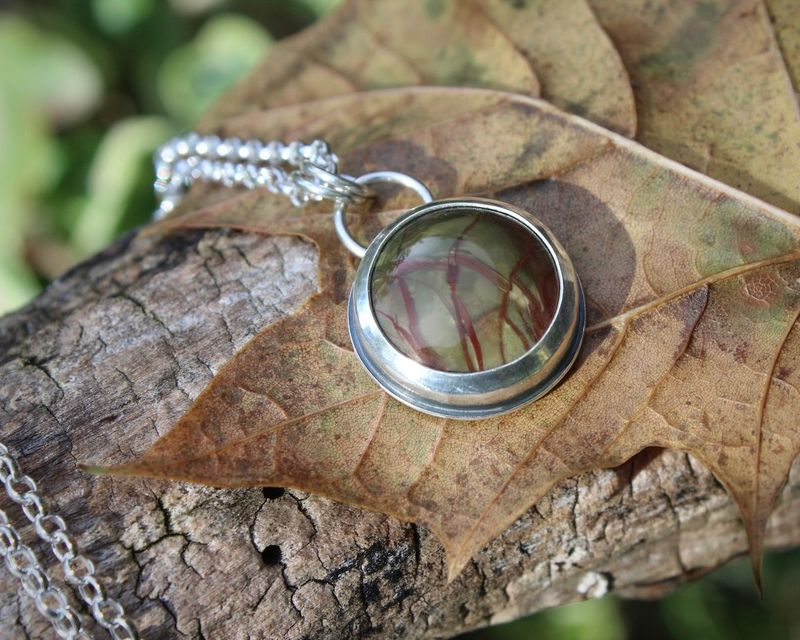 Autumn Coloured Morrisonite Jasper & Sterling Silver Pendant