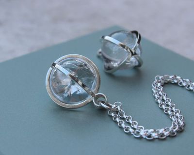 Sterling Silver 'Caged' Quartz Crystal Sphere Pendant Necklace