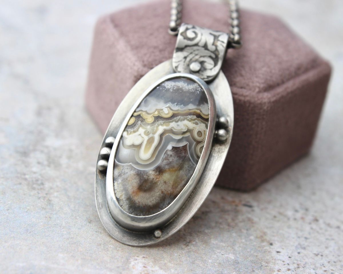 Crazy Lace Agate & Sterling Silver Pendant