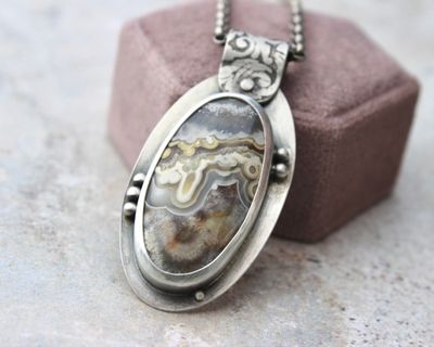 Crazy Lace Agate & Sterling Silver Pendant