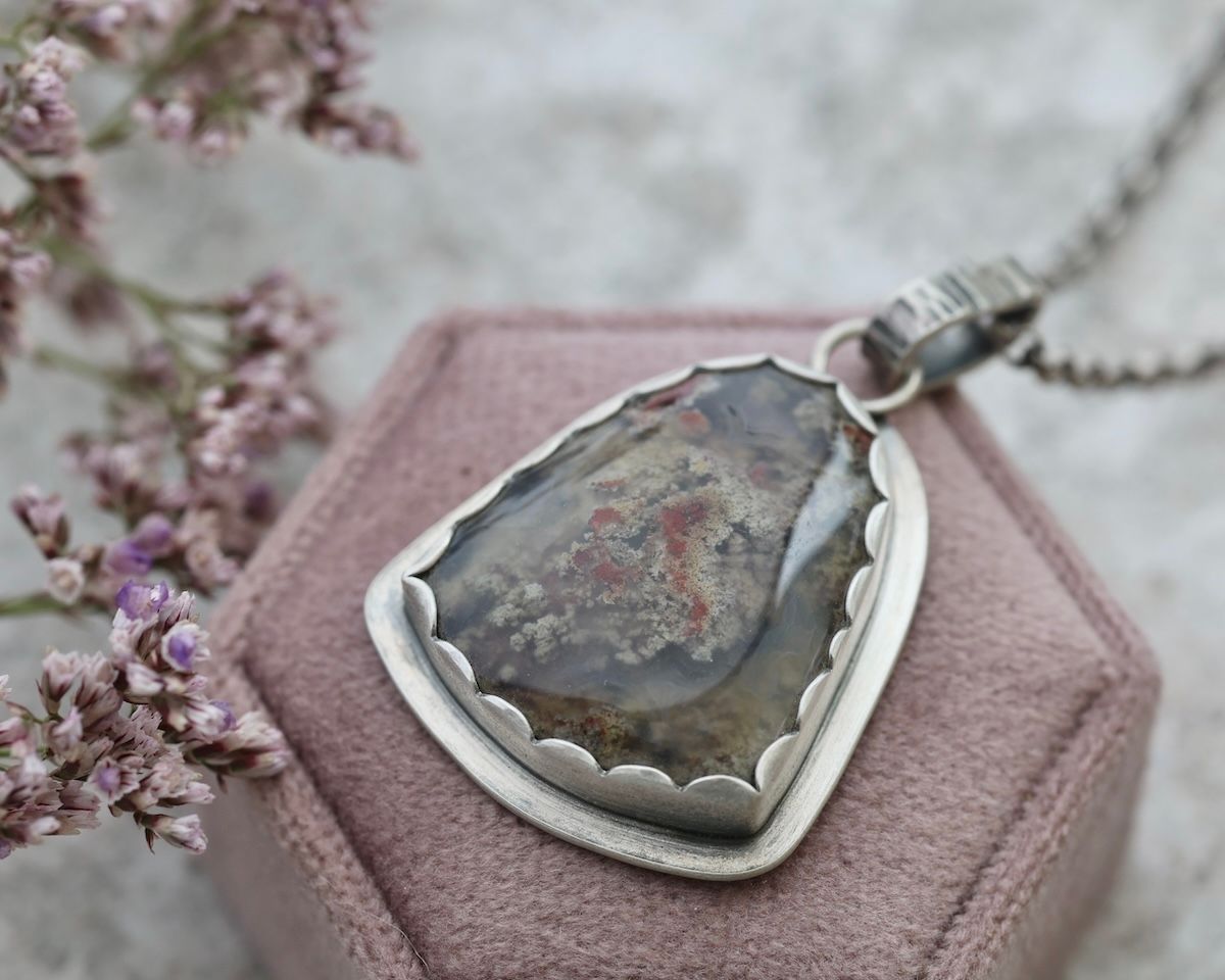 Garden Moss Agate & Sterling Silver Statement Pendant