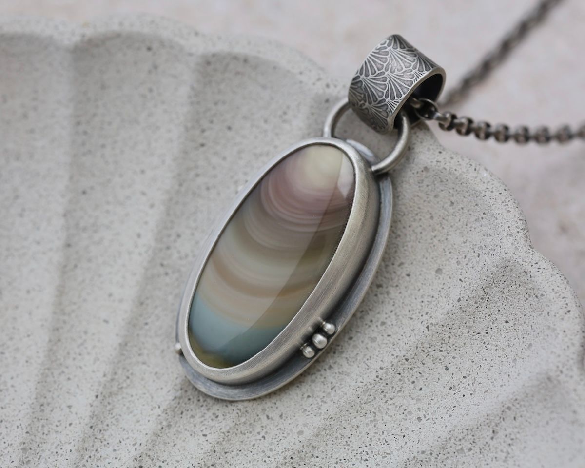 Multi-Coloured Imperial Jasper & Sterling Silver Statement Pendant