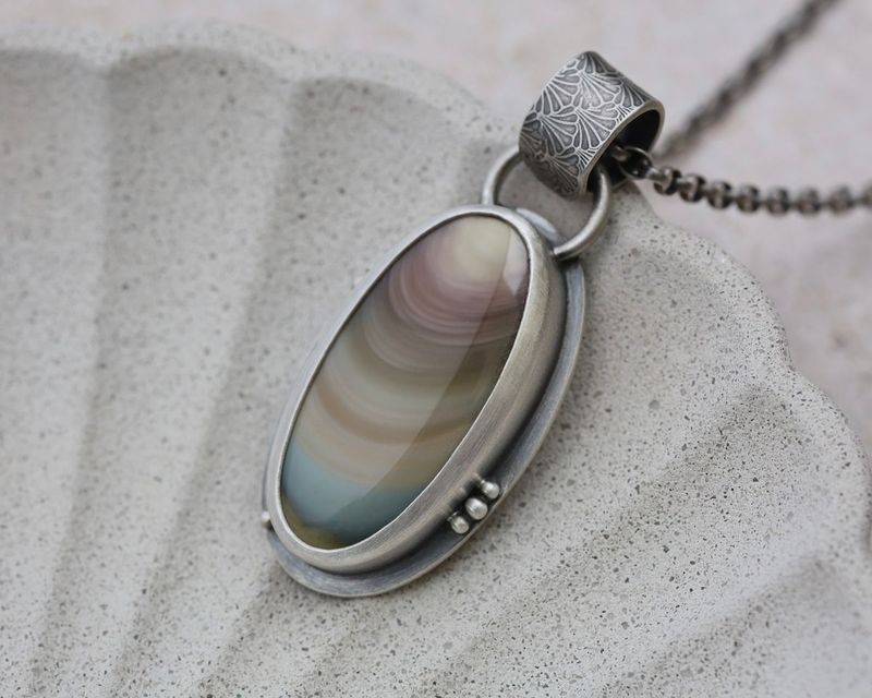 Multi-Coloured Imperial Jasper & Sterling Silver Statement Pendant