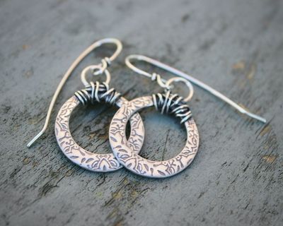 Silver Cut-Out Oval Textured Drop Earrings
