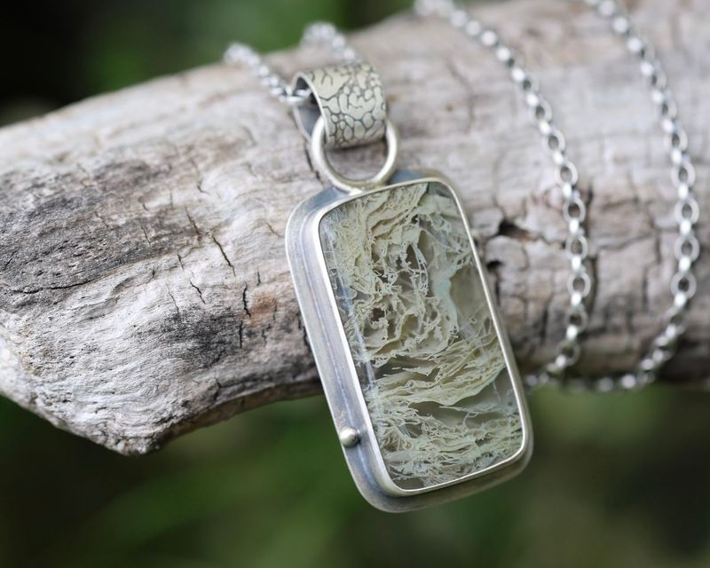 Horse Canyon Moss Agate & Sterling Silver Statement Pendant Horse Canyon Moss Agate & Sterling Silver Statement Pendant