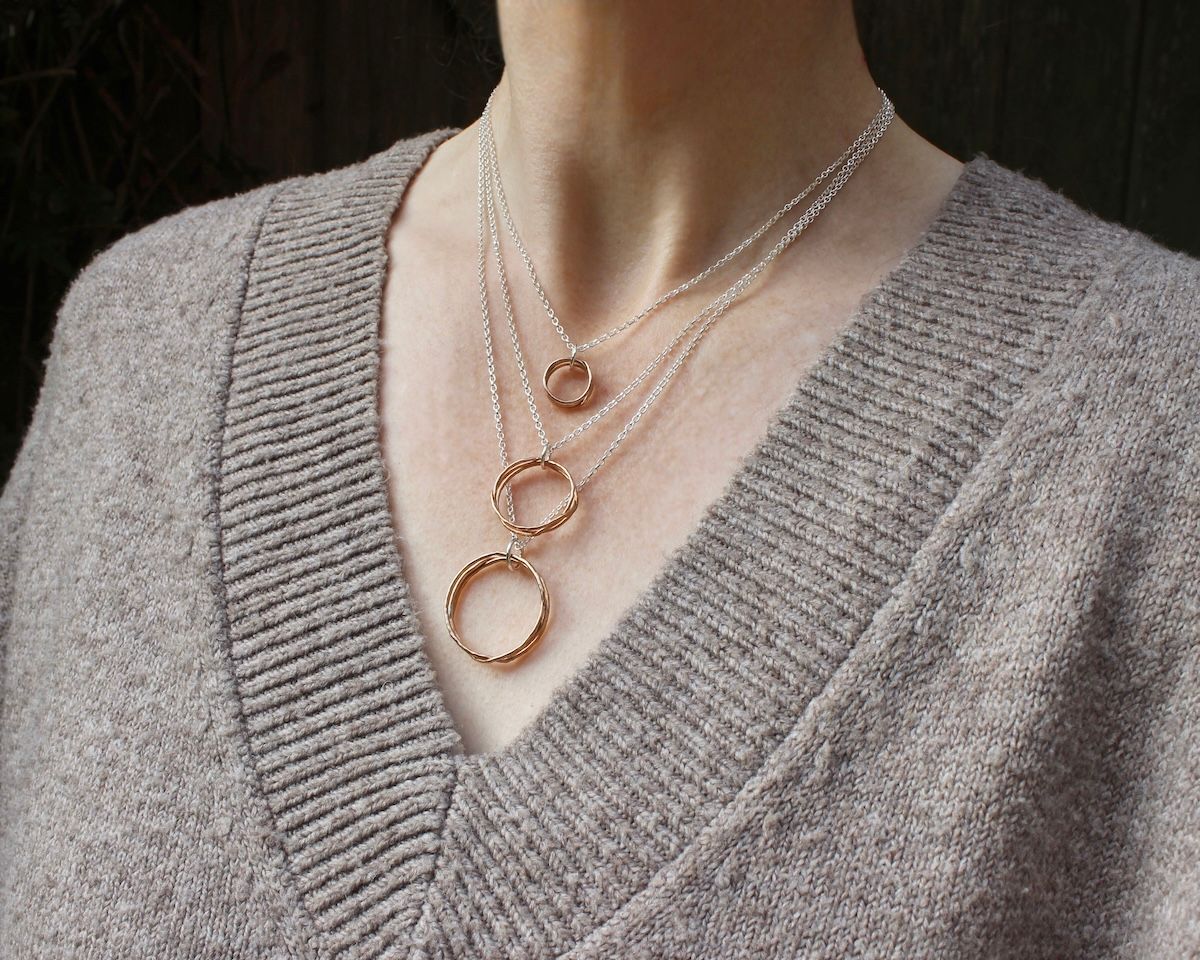 The Willow Collection - Hammered Bronze Hoop Pendant Necklace