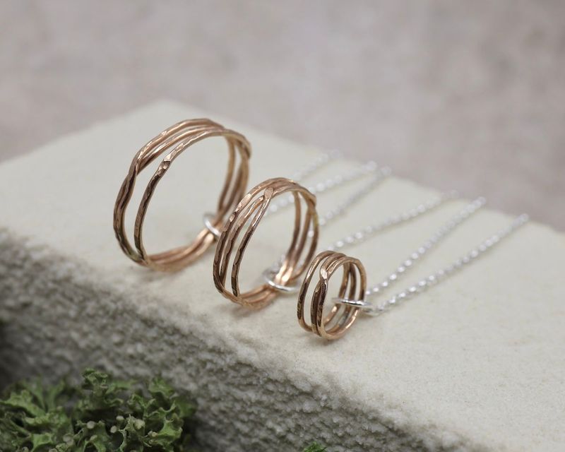 The Willow Collection - Hammered Bronze Hoop Pendant Necklace The Willow Collection - Hammered Bronze Hoop Pendant Necklace