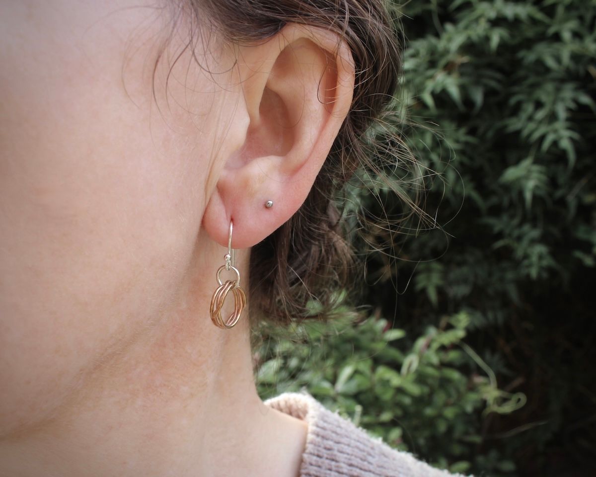 The Willow Collection - Hammered Bronze Hoop Drop Earrings