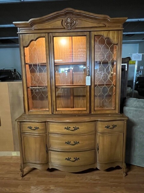 Hutch with glass front lighted display