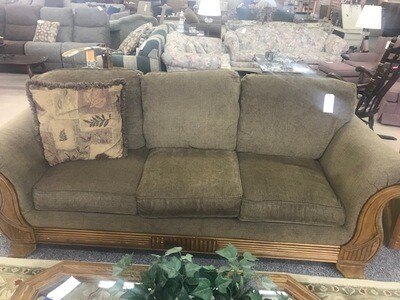 Sofa with wood trim
