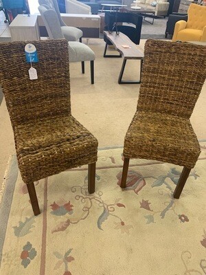 Set of 2 Natural Woven Abaca Chairs