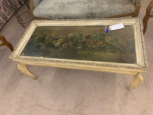 Coffee Table hand painted under glass