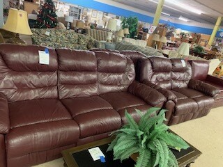 Maroon Couch with Double Recliner