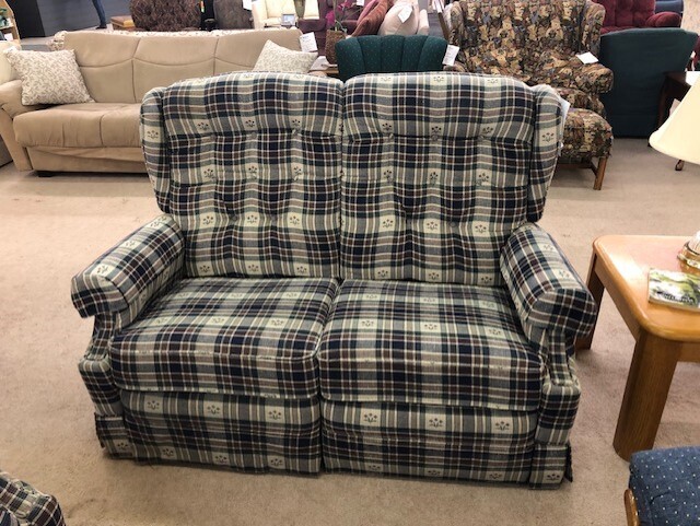 Double Reclining Plaid Loveseat