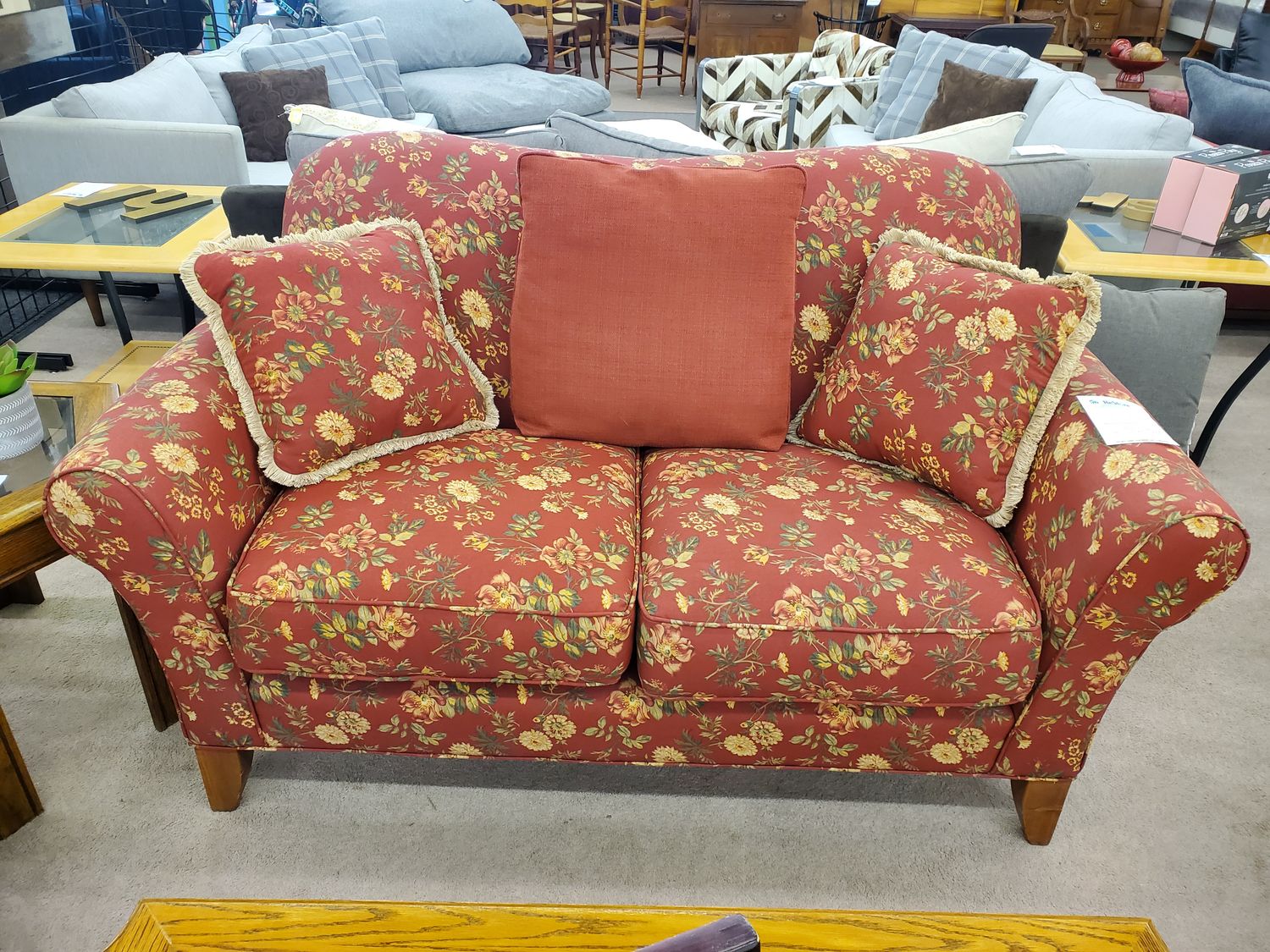 Lays furniture red floral love seat