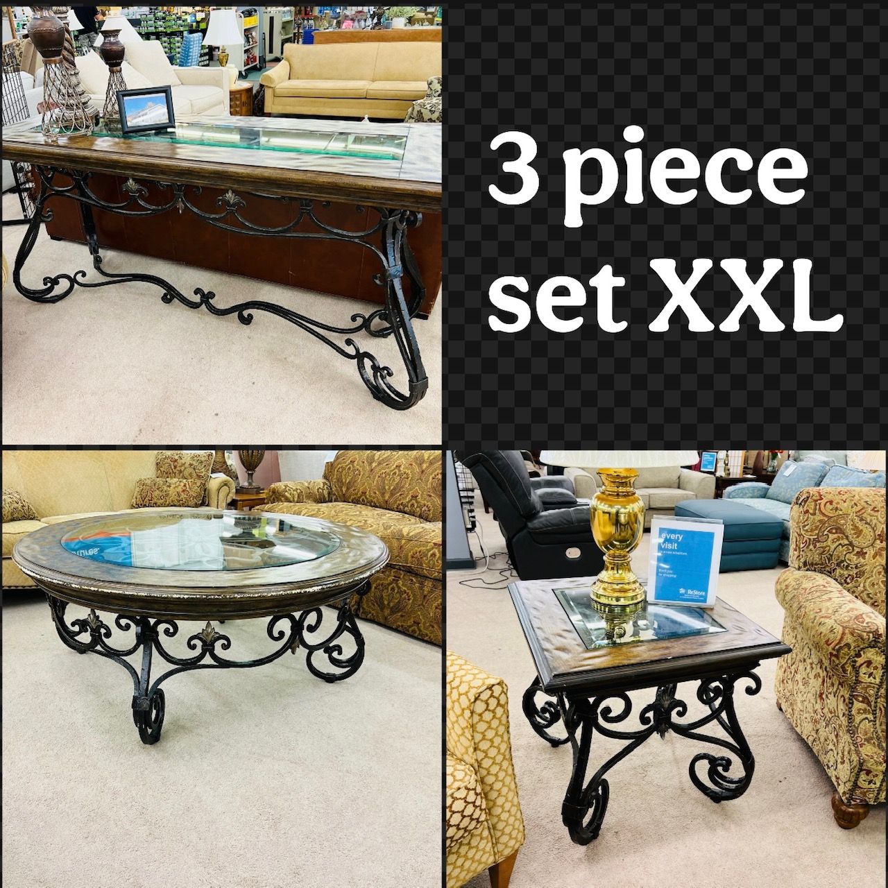 Wrought Iron 3-piece table set