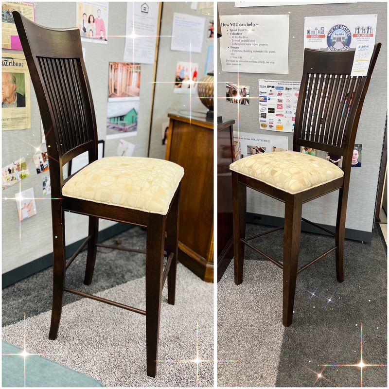 Barstools 2 tall Mocha finish with cream upholstery