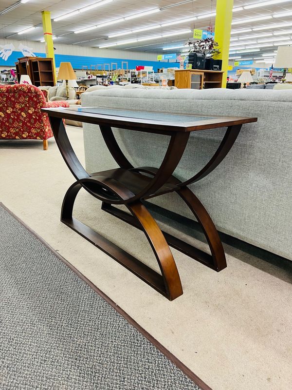 Contemporary glass top console table