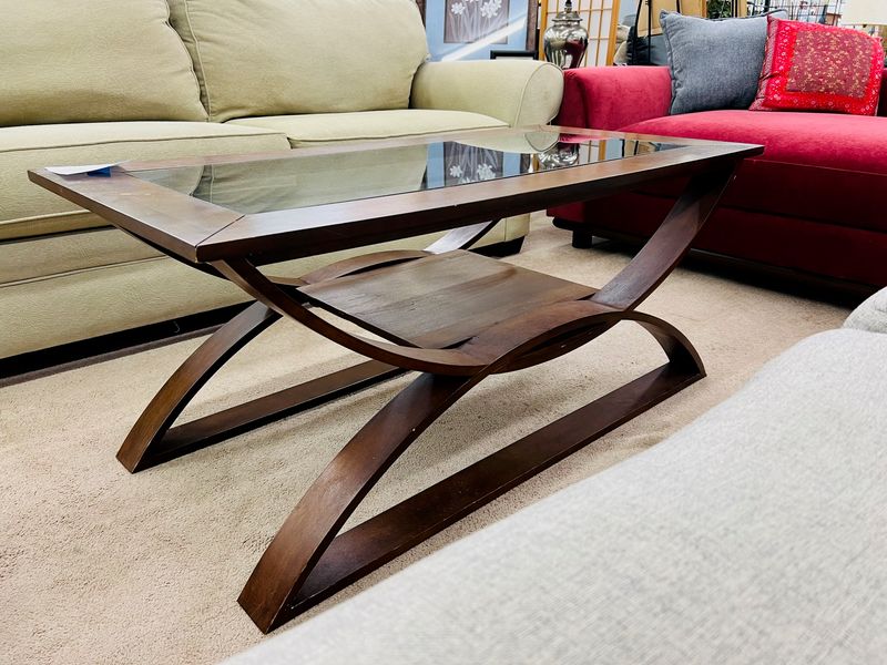 Contemporary glass top coffee table